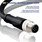 Lonlonty M8 6 Pin Male Socket Panel Aviation Wire,8mm Industrial Circular Sensor Connector Cable Shielded,Outdoor Waterproof IP67 A Coding 6.5Ft/2M