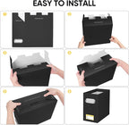 BALEINE File Organizer Box, Cardboard File Folder Organizer with Handle for Letter Size, Portable Collapsible Hanging Filing Box for Home Office Document Storage (4 Pack, Black)