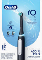 Oral-B iO Deep Clean Rechargeable Electric Toothbrush, Black, iO Series 3 Limited, 2 Brush Heads, Travel Case, Pressure Sensor, 3 Cleaning Settings
