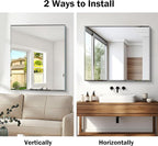 CILIBER Beveled Mirror, 30x36 Inch Bathroom Mirrors for Wall Unframed, Upgraded Shatterproof Frameless Vanity Mirror Over Sink with Beveled Edge for Bathroom, Bedroom, Living Room and Entryway