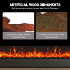 Electric Fireplace Wall Fireplace Recessed 3 Log Flame Colors Electric Fireplace Synthetic Resin Decoration Transparent Logs Flame for 68 inch Indoor Electric Fireplaces 7Pieces