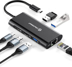UtechSmart USB C Hub, Ethernet Multiport Adapter 6 in 1 USB C to HDMI Dock Compatible for MacBook Pro/Air, Chromebook, Dell XPS, HP and Type C Devices (Gigabit Ethernet 100W PD 4K HDMI USB 3.0) Black