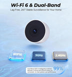 4MP/2K Window Camera for Home Security, 5G&2.4G WiFi Indoor Security Cameras, 2 Packs Outdoor Monitor Cam thru Glass Blacklight Color Night Vision, 24/7 Recording AI Human Detection, Easy Mag. Install