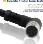 Lonlonty M8 Connector Aviation Sensor Cable - Female 5 Pin Right Angle 6.5Ft/2M Aviation Socket Shielded Electrical Cable for Industrial Automation Control,Fieldbus Module,Device Network