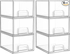 Vtopmart 6 Pack Small Clear Stackable Storage Drawers,Acrylic Bathroom Makeup Organizer,Plastic Storage Bins For Vanity, Undersink, Kitchen Cabinets, Pantry, Home Organization