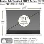 Elite Screens Kestrel Tab-Tension 2 CLR3, 121" 16:9, Ultra-Short Throw Ceiling Ambient Light Rejecting (CLR/ALR) Electric Floor-Rising Motorized Front Projector Screen, White Casing, FTE121XH3-CLR3