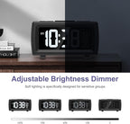 OQIMAX Digital Alarm Clock Radio, 7 Color Fonts, Dual Alarms, FM Radio, USB Charging Port, Snooze, Digital FM Radio Clock with Battery Backup, Adjustable Brightness – Ideal for Bedroom & Office