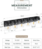 METWET Bathroom Light Fixtures, 6 Light Matte Black Vanity Light, 38 Inch Modern Wall Sconces with Globe Clear Glass Shade, Vanity Lighting Fixtures Over Mirror, VL195-MB-6