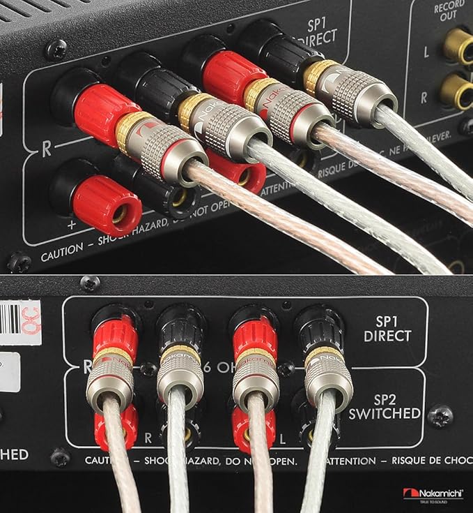 Nakamichi FanLock Excel Series 24k Gold Plated Banana Plugs 10 AWG - 18 AWG Gauge Size 4mm for Speakers Amplifier Hi-Fi Stereo Home Theatre Radio Audio Wire Cable Quick Connector, 36 Pcs (18-Pairs)