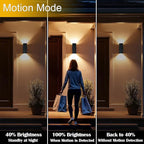 WISELUME Motion Sensor Outdoor Wall Lights, Dusk to Dawn Porch & Patio Sconce with E26 Dimmable LED Bulbs, Black Aluminum Up & Down Exterior Light Fixtures for Garage, Front Door, ETL Listed