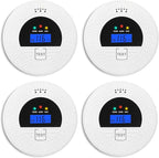 4-Pack, Smoke and Carbon Monoxide Detector, Smoke Detector Carbon Monoxide Detector Combo with Test Button, Digital Display, 85dB Alarm for Home and Office