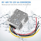 DC Voltage Reducer Converter DC 8V-40V to 12V 6A 72W Automatic Step Down Up Voltage Regulator Power Converter Waterproof Module Transformer for Golf Cart Club Car