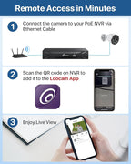 Loocam 8CH PoE Security Camera System 2TB HDD, 4MP Wired Bullet PoE IP Cameras, Person Vehicle Detection, 5MP NVR 24/7 Recording CCTV Home Surveillance Outdoor Indoor, Remote Access, Night Vision