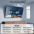 PERLESMITH Tilting TV Wall Mount Bracket Low Profile for Most 23-60 inch LED LCD OLED, Plasma Flat Screen TVs with VESA 400x400mm Weight up to 115lbs, Fits 16" Wood Stud