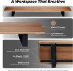 ULTRARM Moodular Wooden Monitor Stand 45.6” (116cm) Large Desk Organizer with Metal Slide Rails for Drawer, Tray, Laptop, Tablet, Phone & Headphones Customizable Riser for Organized Workspace Walnut