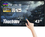 TouchWo 43 inch Interactive Touchscreen Monitor, Smart Board with 16:9 Display 1080P, Win-10 Electronic Whiteboard Touchscreen PC for Office and Classroom, Core i7 RAM 8G & ROM 256G