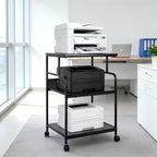 GCCSJ Large Printer Stand，3 Tier Printer Cart with Adjustable Storage Shelf，23.6 x18.9 x 29.5 inches Printer Stand for Home Office, Stands for Heat Press Scanner Fax, Industrial Style, Black