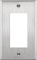ENERLITES Decorator Switch or Receptacle Outlet Metal Wall Plate, Corrosion Resistant, Size 1-Gang 4.50" x 2.76", UL Listed, 7731, 430 Stainless Steel, Silver