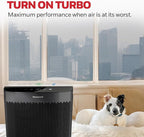 Honeywell HEPA Air Purifier for Home, 2423 Ft² Rooms in 1 hour, Air Quality Monitor, Auto Mode, Reduces Allergens, Dust, Pollen, Pet Dander, Odors, Smoke, Black, HPA5300B