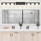 DIKAIDA 10 Light Bathroom Vanity Lights Over Mirror, 65.4inch Black Vanity Lights Fixtures Matte Black Modern Vanity Lights Black Bathroom Wall Lighting for Mirror Bedroom,Living Room