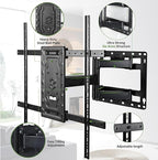 DYZJREL Full Motion TV Wall Mount for 32-75 Inch TVs, VESA Compatible, 150 lbs Weight Capacity, Adjustable Tilt & Swivel, Easy Centering & Quick Installation