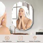 Bathroom Mirrors for Over Sink, Round Frameless Mirrors for Wall, 24x36 Inch Beveled Bathroom Mirror, Bathroom Vanity Circle Mirror for Bedroom Living Room Entryway Home Decor