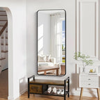 24" x 55"Bathroom Mirror, Matte Black Wall Mirror with Metal Frame, Decorative Rectangular Vanity Mirror for Bedroom Bathroom Living Room Entryway (Horizontal/Vertical)