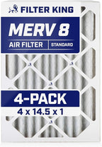 Filter King 4x14.5x1 Air Filter | 4-PACK | MERV 8 HVAC Pleated A/C Furnace Filters | MADE IN USA | Actual Size: 4 x 14.5 x .75"