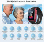 Elderly Fall Watch, Smart Watch for Men Women Wtih Sos Call and Health Monitoring, Ip67 Waterproof, Emergency Call Bracelet, for Seniors & Adults, Christmas and Birthday Gifts, 4G Safety(Black)