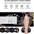 Ergonomic Keyboard Wrist Rest & Mouse Pad Wrist Rest Set, Large Gaming Desk Mat 31.5"x 11.8" with Memory Foam, Easy Typing Pain Relief for Home & Office, Floral Quote She Believed She Could So She Did