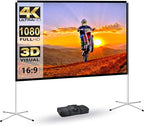Portable Projector Screen 60inch,Movie Projection Screen,Indoor Projector Screen and Stand, 16:9 Projector Screen 4K HD Wrinkle-Free Lightweight