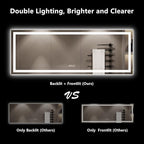 YEELAIT 96x36 Inch LED Bathroom Mirror with Lights Front and Backlit Lighted Vanity Mirror for Bathroom Wall with 3 Colors Dimmable Anti-Fog Memory Shatter-Proof IP54 Waterproof Horizontal/Vertical