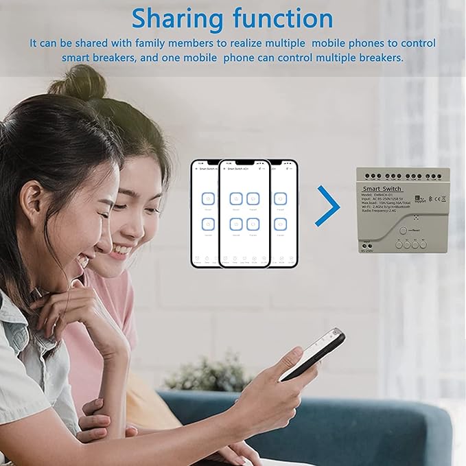 Newgoal 4 Channel Smart WiFi Relay Switching Module USB 5V/AC85V-250V, Supports Bluetooth Control, eWeLink App Remote Control, for Alexa Google Home