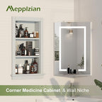 Recessed Medicine Cabinet,in Wall Shower Niche,14x24 Bathroom Cabinet with Storage,Bathroom Niche for Shower Wall for Bedroom,Wall Niches Insert for Drywall,Grey/MDF