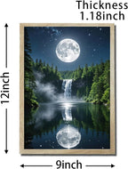 URVIP LED Glowing Photo Frame, 3D Starry-Sky Moon Lake Misty Forest Wall Art, 9x12 Inches Dimmable Light Up Light Painting for Bedroom, Unique Aesthetic Decor, Great Birthday Gift for Women Men