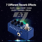 MOOER A7 Reverb Guitar Pedal Ambiance Versatile with 7 Diffrevent Rever Effects And Save Setting Function, INFINITE Trail Function, Supports Buffer Bypass or True Bypass