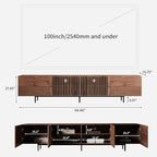 gaoyangjiaju Mid-Century Modern 94.48" TV Stand and Expandable Coffee Table Set, Large Walnut Entertainment Center with Storage for Living Room and Bedroom Furniture Decor