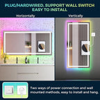 YEELAIT 72x36 Inch RGB LED Bathroom Mirror Front Light and RGB Backlit Lighted Vanity Mirror for Bathroom Wall Mounted Dimmable Anti Fog Memory Shatter-Proof IP54 Waterproof Horizontal/Vertical