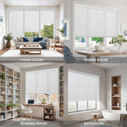 COOLWINDS Motorized Blinds with Remote Cordless Automatic Motorized Shades Custom Blinds for Indoor Windows Smart Curtains with Alexa Google Home(Light Filtering Jacquard White,W57 x H72in)