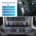 Kujunpao Radio Fan Climate Auto Menu Knob Control Button Trim Center Console Knob Cover Decor Fit for 2014-2018 Chevy Silverado & GMC Sierra Accessories 8pcs(Blue)