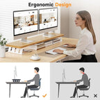 NestNeat Dual Monitor Stand Riser, 39 Inch Large Wood Monitor Stands for 2 Monitors, Desk Monitor Riser for Computer/Laptop/Printer/TV, Stand Riser up to 220 lbs