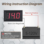 DiGiYes 5 Pack DC 5-120V Digital Mini Voltmeter 2 Wire 0.56 inch LED Display Panel Voltage Meter for Car Motorcycle Battery Monitor (Red)