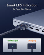 ZeitNah Upgraded USB-C to Magnetic Charging Cable for MacBook Pro/Air (2021-2025), 140W Fast Charging, 6.6ft Braided Replacement Power Cord for MacBook Charger, Midnight
