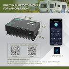 HQST 60 Amp MPPT Solar Charge Controller 12V/24V/36V/48V Negative Grounded Controller with Built-in Bluetooth and Lithium Battery Low Temperature Protection Function, Support Two Units in Parallel
