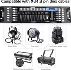 DMX Controller for dj Lights Dmx512 Light Controllers 192 Channel DMX Board with Cables 2m/6.6 ft Dmx-512 Lighting Console for Control Stage Light
