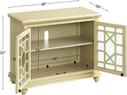 Martin Svensson Home Elegant Small Spaces Accent Cabinet with Glass Doors, Vintage Sideboard or Small TV Stand for Living Room or Entryway. Antique Cream White.