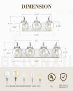 Beionxii Brushed Nickel Bathroom Light Fixtures, 3-Light Bathroom Vanity Light Over Mirror, Modern Vanity Lighting Fixtures with Clear Glass Shade for LivingRoom Hallway, BX-VL03BN-3CG