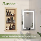Recessed Medicine Cabinet for Bathroom Cabinet with Storage,14x24 in Wall Shower Niche Insert,3-Tier Bathroom Niche for Shower Wall,Recessed Niches Insert for Drywall,Imitation Natural