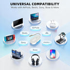 Wothfav Bluetooth 5.3 Wireless Audio Transmitter & Receiver, 3.5mm AUX Adapter, Supports 2 AirPods or Headphones, 25+ Hr Battery Life, Airplane Bluetooth Adapter for Travel, Flight, TV, Car & Gym