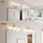 AONEON Bathrom Light Fixtures Brushed Nickel 3-Light with White Frosted Glass Shade, Modern Wall Lamps Over Mirror for Bath Washroom Living Room T001BR-L3